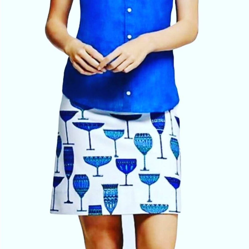 Talbots Midi Wine Glasses Skirt Woman’s Size 6P